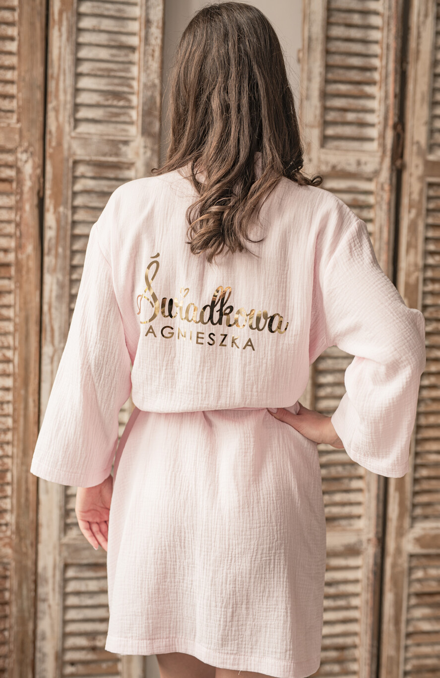 Prezenty dla świadków szlafrok dla świadkowej przewiewny oddychający 100% bawełny szlafrok pomysł na pytanie czy zostaniesz moją świadkową szlafrok, szlafrok z muślinu z napisami, szlafrok muslinowy dla świadkowej i druhny3