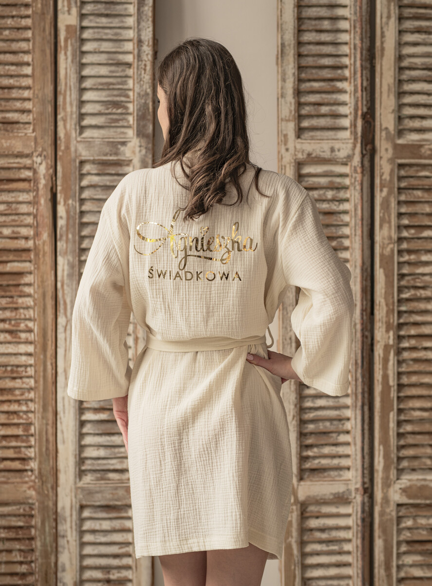 Prezenty dla świadków szlafrok dla świadkowej przewiewny oddychający 100% bawełny szlafrok pomysł na pytanie czy zostaniesz moją świadkową szlafrok, szlafrok z muślinu z napisami, szlafrok muslinowy dla świadkowej i druhny1