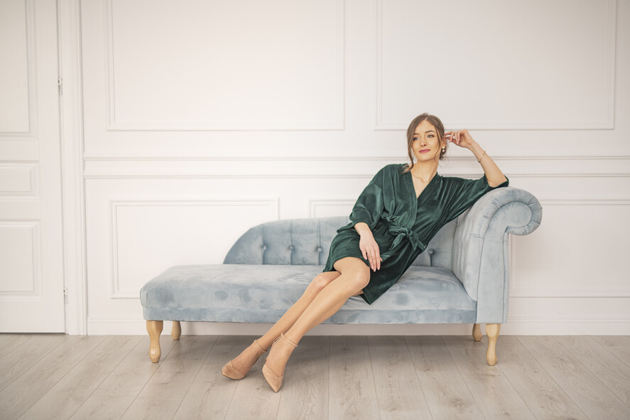 Szlafroki Ślubne z Napisami Szlafrok Ślubny dla Panny Młodej Welurowy Szlafrok dla Panny Młodej Złote Napisy, Welurowy Szlafrok Ślubny z Imieniem Panny Młodej rozmiar M2