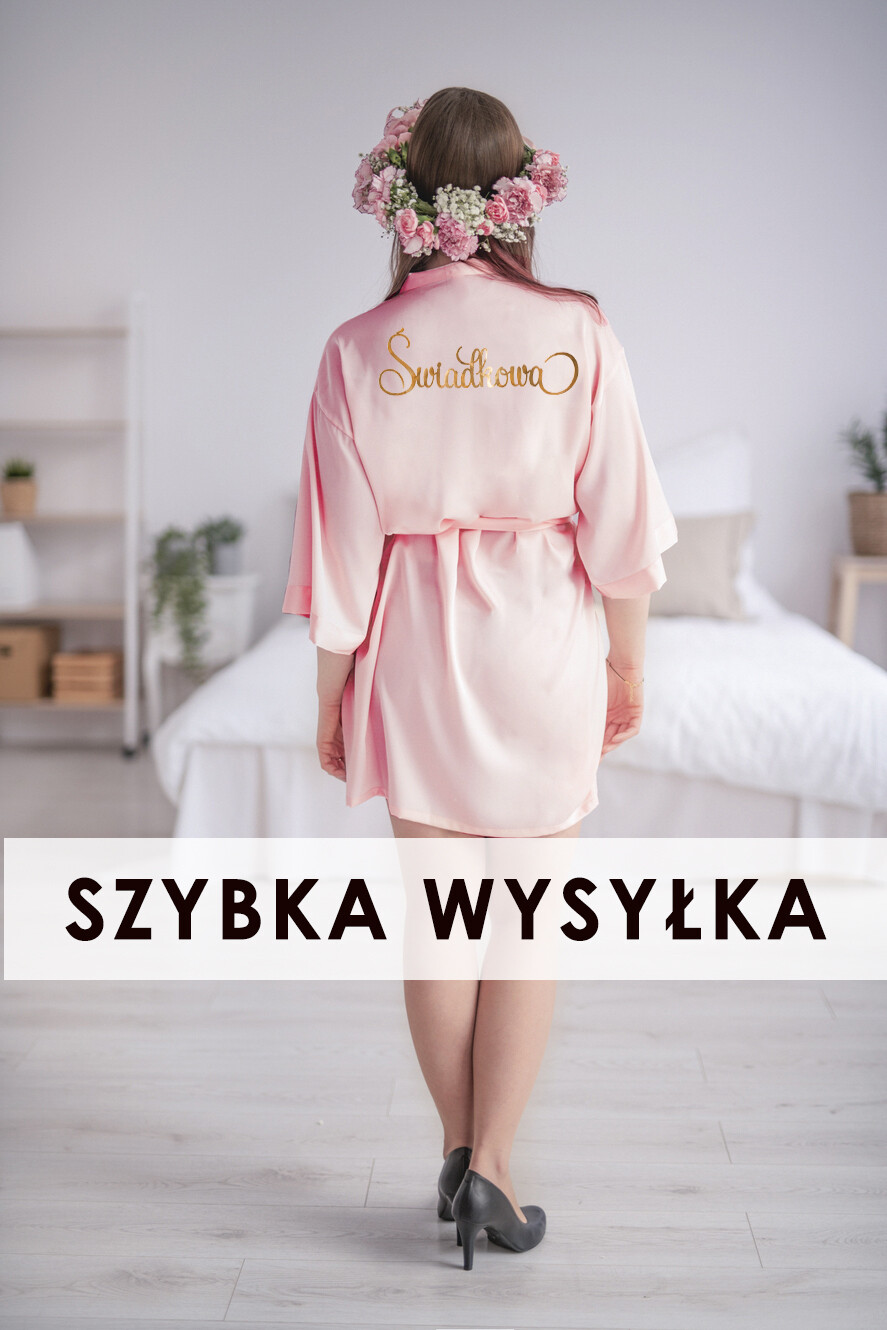 Szlafroki Ślubne z Napisami Szlafroki Szybka Wysyłka Szlafrok dla Świadkowej ze złotym Napisem szybka Wysyłka szlafrok z napisem Świadkowa0