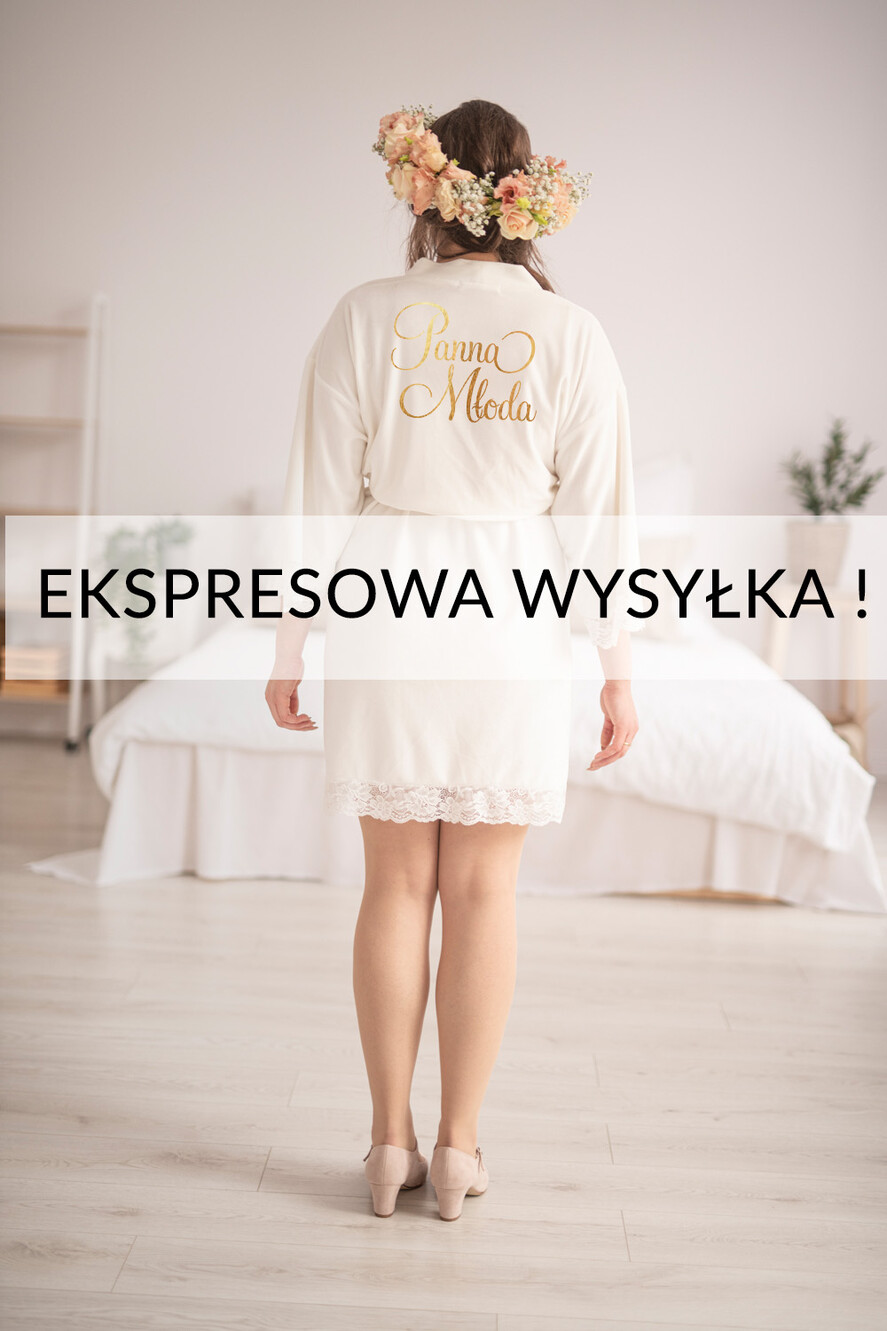 Szlafroki Ślubne z Napisami Szlafroki Szybka Wysyłka Welurowy Szlafrok dla Panny Młodej Złote Napisy  Szybka Wysyłka, Welurowy Szlafrok Ślubny z Imieniem Panny Młodej0