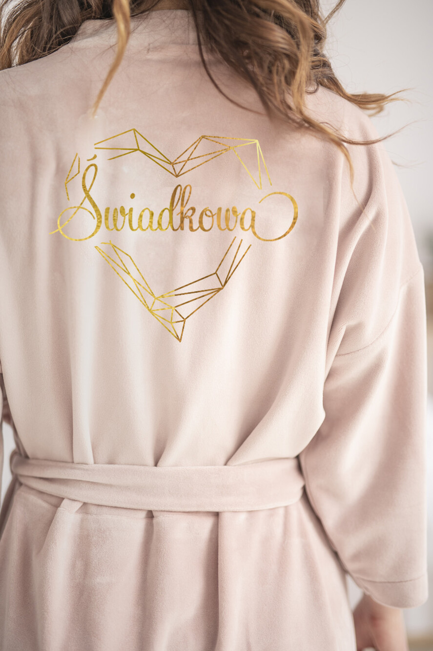 Szlafroki Ślubne z Napisami Szlafrok dla Świadkowej / Druhny / Mamy  Welurowy Szlafrok dla Świadkowej - Prezent podziękowanie za świadkowanie, szlafrok z napisem świadkowa, szlafrok na sesję zdjęciową 0