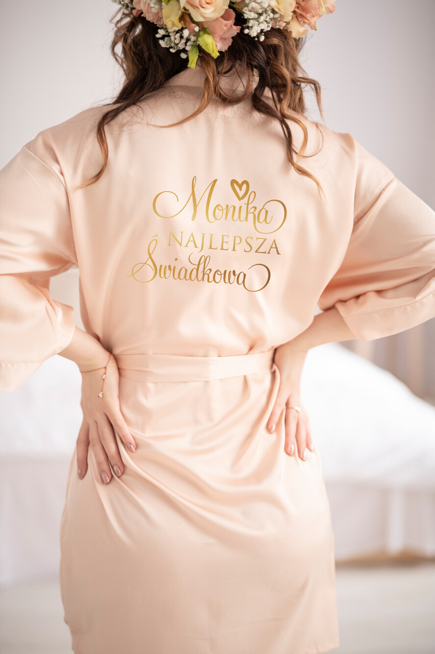 Szlafroki Ślubne z Napisami Szlafrok dla Świadkowej / Druhny / Mamy Czy zostaniesz moją świadkową szlafrok. Prezent dla Świadkowej Satynowy Szlafrok  z Napisem Najlepsza Świadkowa Prośba o świadkowanie 0