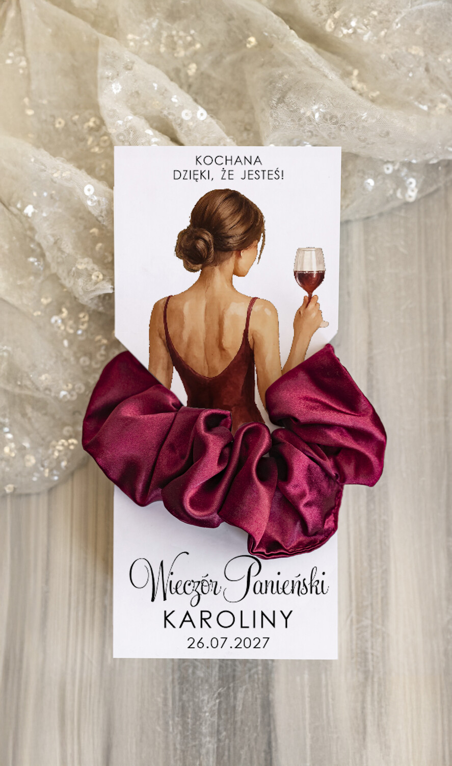 wieczór Panieński podziękowania za wieczór panieński gumka do włosów prezent na wieczór panieński, Scrunchies podziękowania za wieczór panieński, upominek dla przyjaciółek na wieczorze panieńskim0