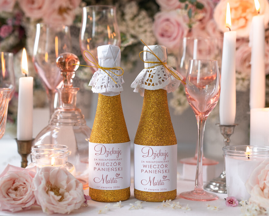 wieczór Panieński podziękowania za wieczór panieński prezenty na wieczór panieński, podziękowania za wieczór panieński brokatowy szampanik Prezenciki dla dziewczyn na Panieński0
