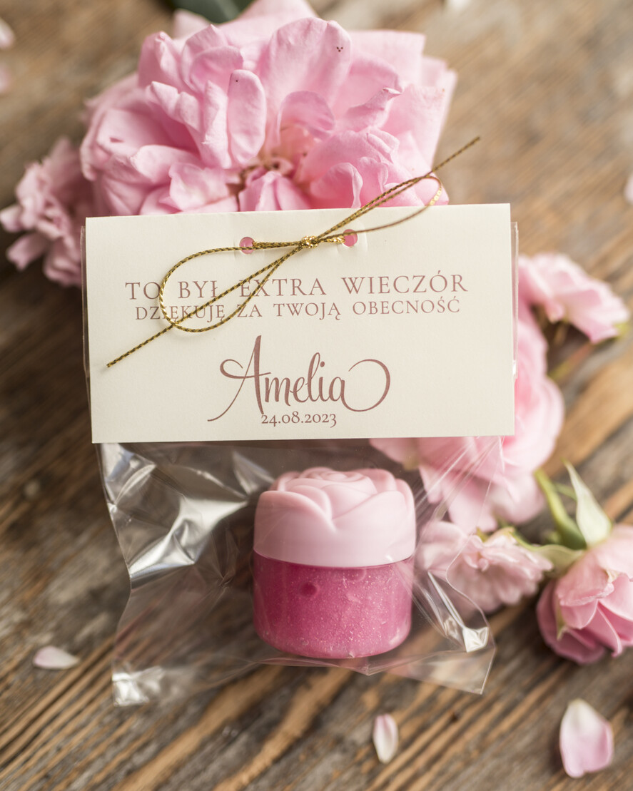 wieczór Panieński podziękowania za wieczór panieński prezenty na wieczór panieński, podziękowania za wieczór panieński balsam do ust -róża Prezenciki dla dziewczyn na Panieński1