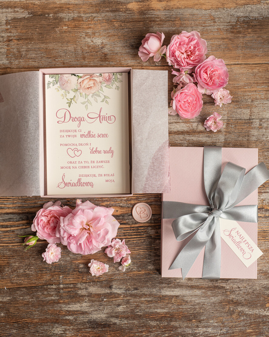 Prezenty dla świadków podziękowania dla świadkowej Podziękowanie za Świadkowanie Prezent dla Świadkowej Kartka w pudełeczku Zegarek  dla Świadkowej 4