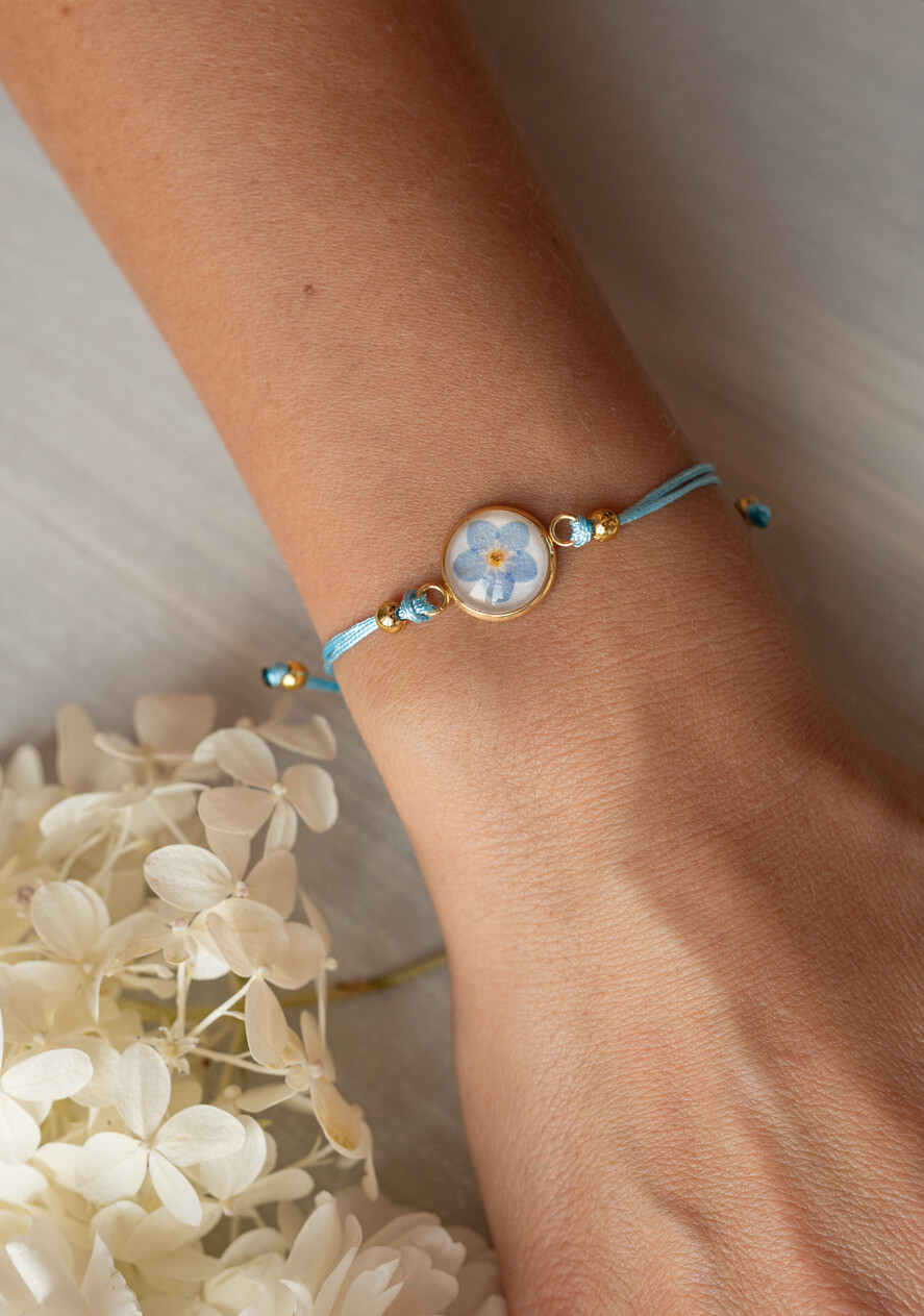 Prezenty dla świadków podziękowania dla świadkowej Elegancki prezent dla Świadkowej, bransoletka z niezapominajką, wyjątkowy prezent na podziękowanie za świadkowanie, prezent dla świadkowej po ślubie5