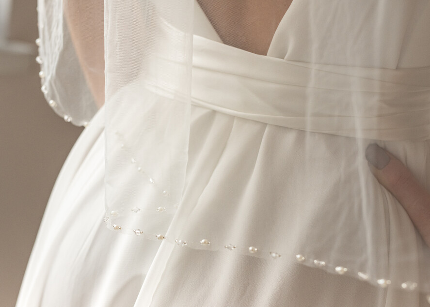 Panna Młoda  Welony welon ślubny wykończony delikatnymi koralikami, welon dla panny młodej wykończony perełkami6