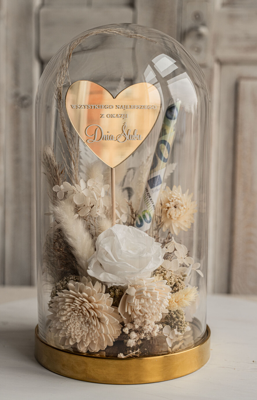  Prezenty dla Młodej Pary  flowerbox, kartki z życzeniami, pudełka na prezenty prezenty z okazji ślubu dla Pary Młodej, kwiaty w szklanej kopule, kompozycja kwiatowa w szklanej kopule, fiolka na pieniądze dla młodej pary, suszone kwiaty w szkle0