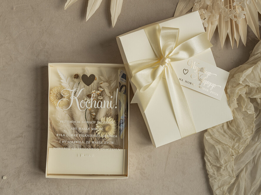  Prezenty dla Młodej Pary  flowerbox, kartki z życzeniami, pudełka na prezenty Welurowe pudełko na pieniądze dla Młodej Pary, Pamiątka Ślubu wraz z zyczeniami pudełko na pieniądze dla Nowożeńców, pleksowa kartka z życzeniami4