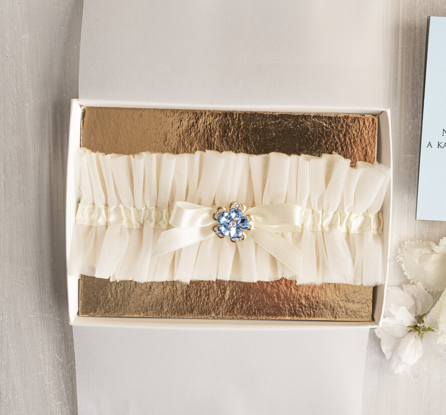 Prezenty dla Panny Młodej  podwiązki ślubne  Prezent dla Panny Młodej od Świadkowej, zestaw prezentowy na panieński, cos niebieskiego podwiązka ślubna2