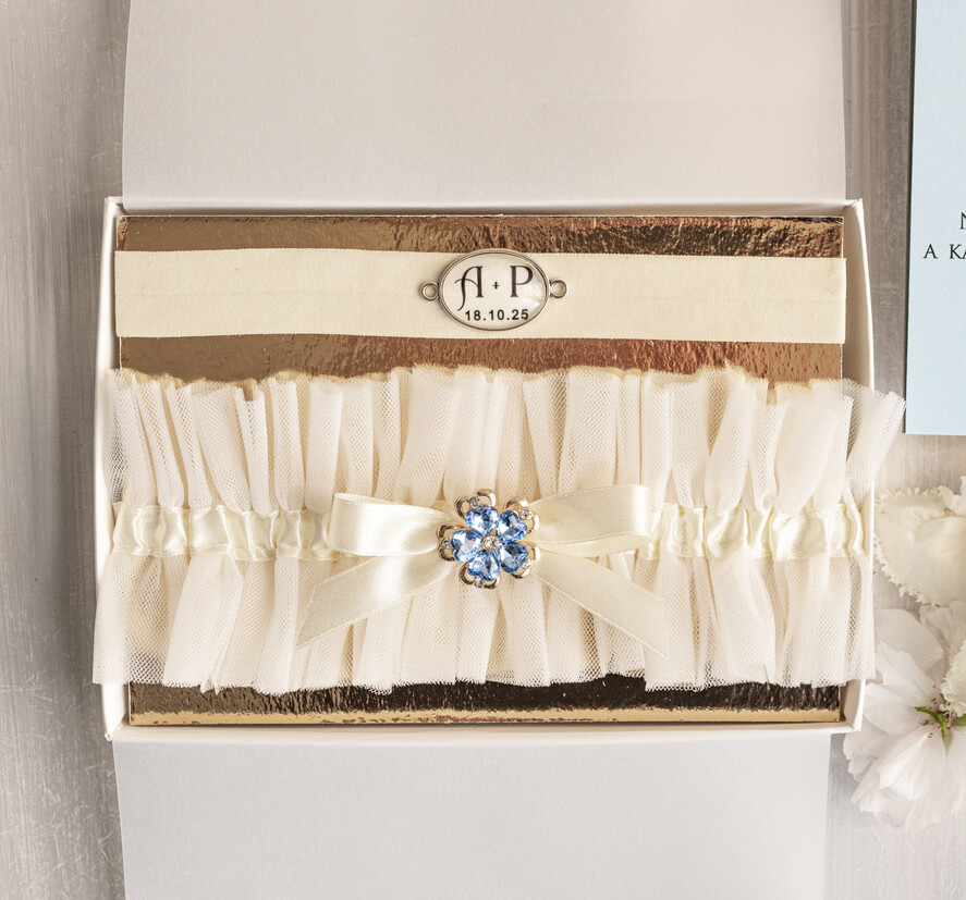 Prezenty dla Panny Młodej  podwiązki ślubne  Prezent dla Panny Młodej od Świadkowej, zestaw prezentowy na panieński, cos niebieskiego podwiązka ślubna1