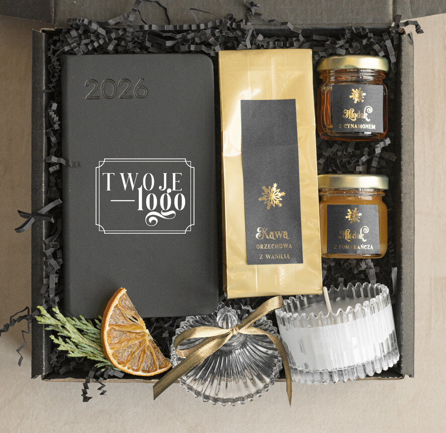 Prezenty oferta dla Firm kalendarze  Prezenty świąteczne dla klientów zestaw z kalendarzem, Upominek biznesowy terminarz z Logo firmy , Prezent firmowy dla Klientów box kosz prezentowy1