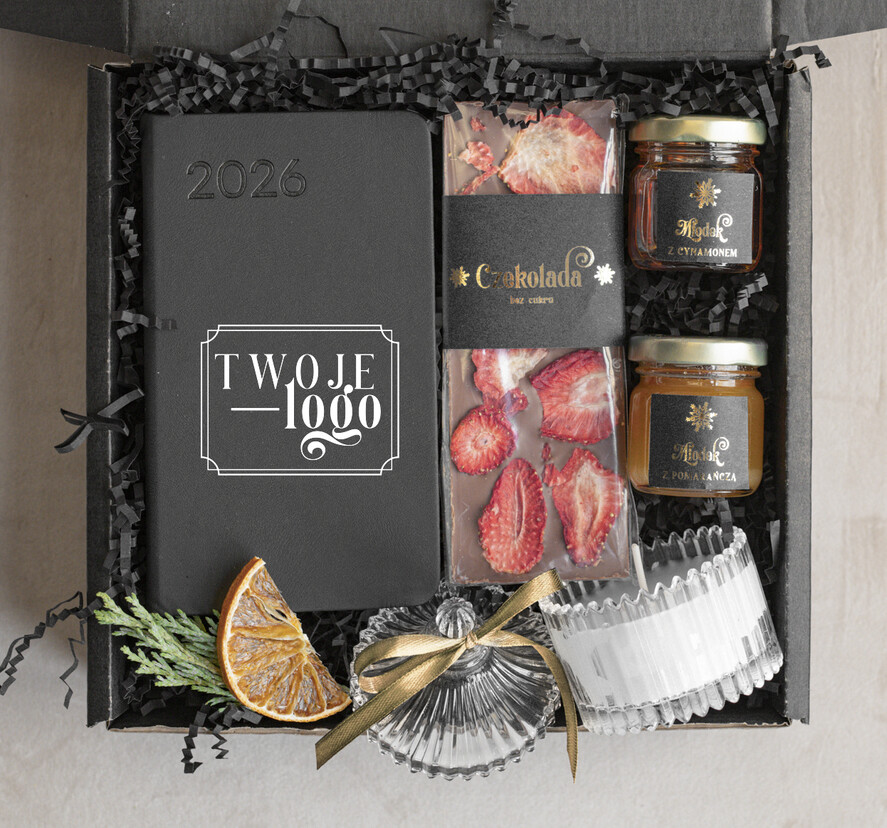 Prezenty oferta dla Firm kalendarze  Prezenty świąteczne dla klientów zestaw z kalendarzem, Upominek biznesowy terminarz z Logo firmy , Prezent firmowy dla Klientów box kosz prezentowy1