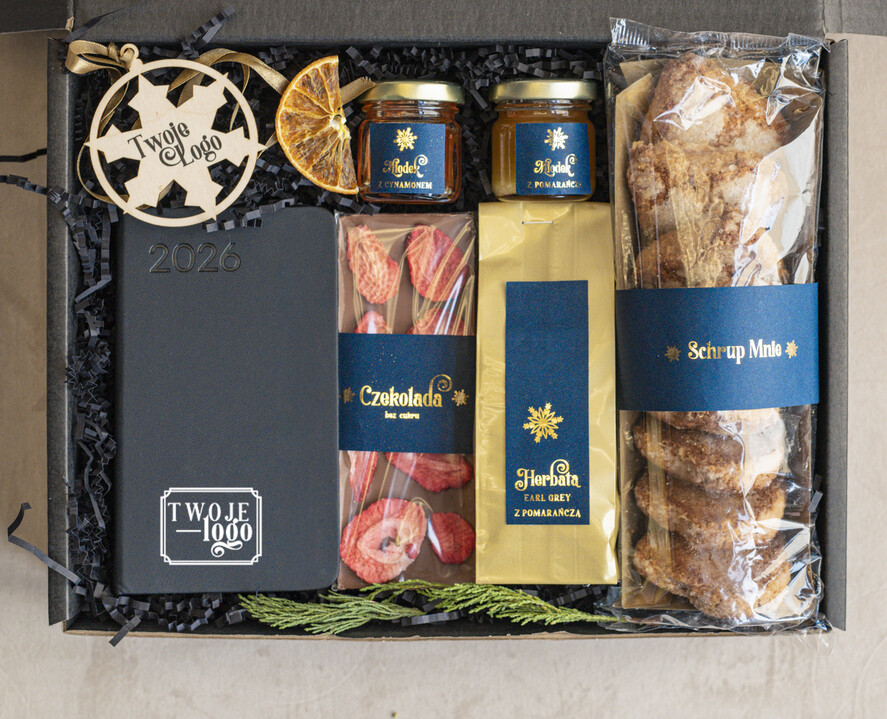 Prezenty oferta dla Firm kalendarze  Prezenty świąteczne dla klientów zestaw z kalendarzem, Upominek biznesowy terminarz z Logo firmy , Prezent firmowy dla Klientów box kosz prezentowy1
