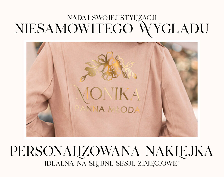 Panna Młoda  naklejki  złota naklejka na szlafrok, kurtkę dla Panny Młodej, napis na sesję zdjęciową Panna Młoda, różne kolory napisów na kurtkę dla Panny Młodej2