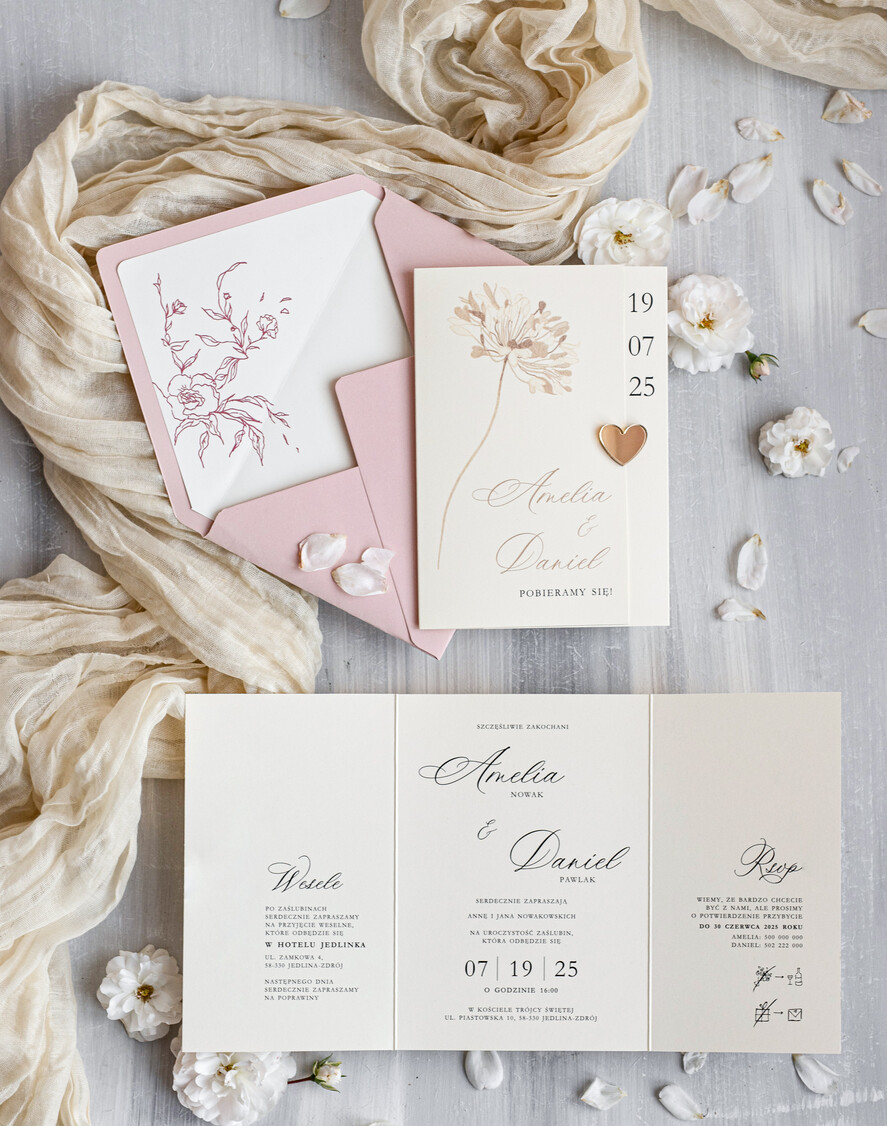 Zaproszenia ślubne Proste i Nowoczesne  eleganckie zaproszenia na ślub i weselne, delikatne zaproszenie ślubne ze złotym serduszkiem, proste zaproszenia na ślub, delikatne zaproszenia ślubne0