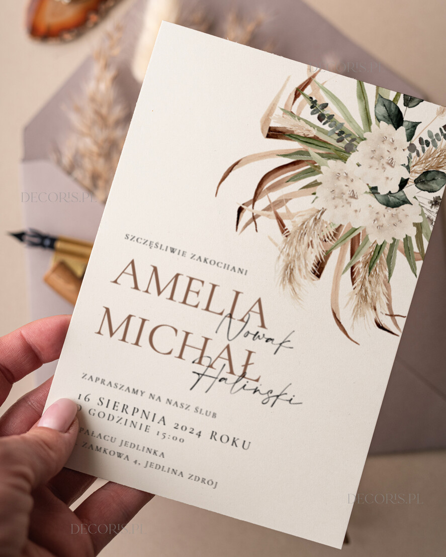 Zaproszenia ślubne Proste i Nowoczesne  minimalistyczne zaproszenia slubne, proste zaproszenia na ślub z grafiką, delikatne zaproszenia ślubne, proste wzory zaproszeń ślubnych, zaproszenia z grafiką kwiatów1