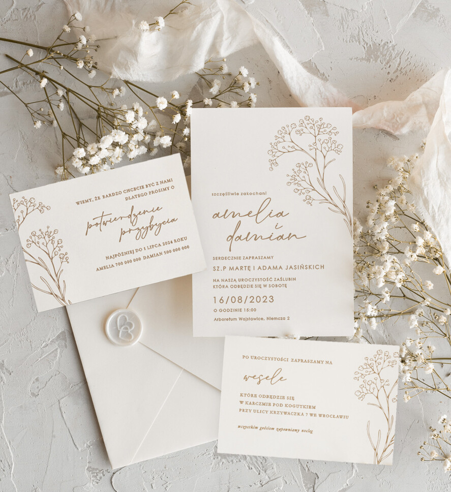 Zaproszenia ślubne Proste i Nowoczesne  zaproszenia ślubne z gipsówką, proste zaproszenia na ślub i wesele, delikatne zaproszenia slubne, zaproszenia na slub z kwiatami0