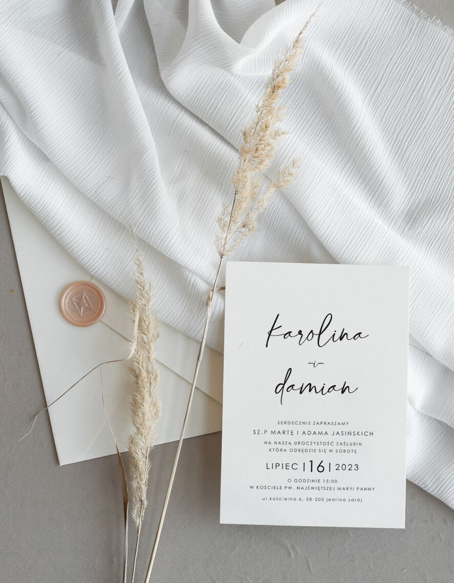 Zaproszenia ślubne Proste i Nowoczesne  nowoczesne zaproszenia slubne w kolorze ecru, proste zaproszenia na ślub, delikatne zaproszenia slubne, eleganckie zaproszenia na slub, proste wzory zaproszeń 2