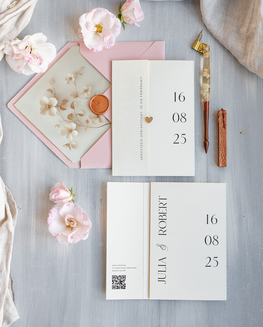 Zaproszenia ślubne Proste i Nowoczesne  składane zaproszenia na ślub i weselne, delikatne zaproszenie ślubne ze złotym serduszkiem, proste zaproszenia na ślub, delikatne zaproszenia ślubne1