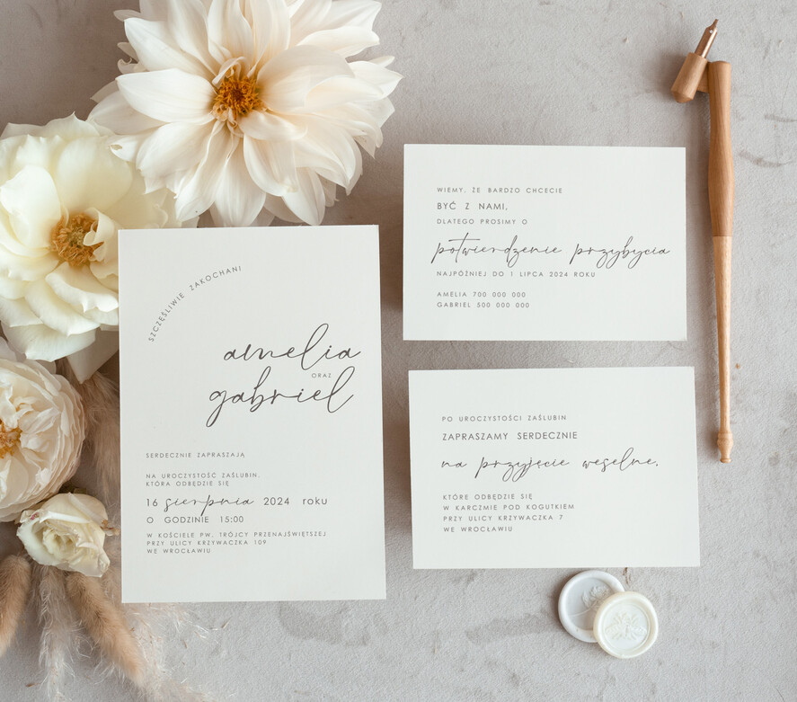 Zaproszenia ślubne Proste i Nowoczesne  nowoczesne zaproszenia slubne w kolorze ecru, proste zaproszenia na ślub, delikatne zaproszenia slubne, eleganckie zaproszenia na slub1