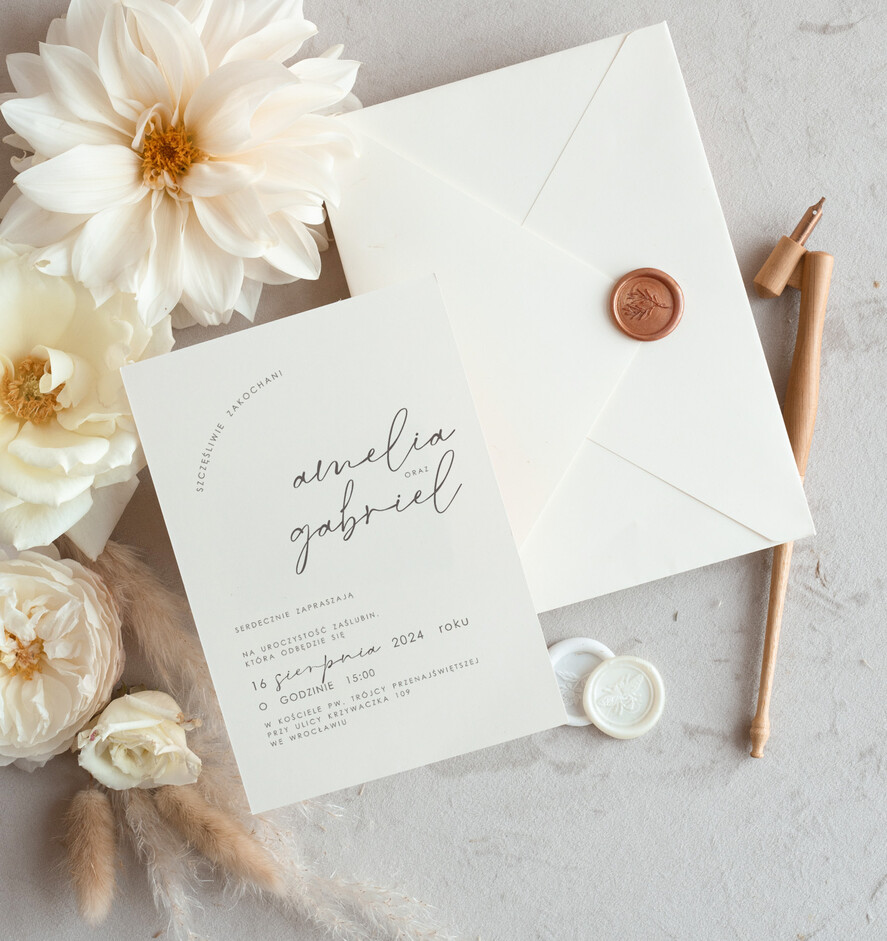 Zaproszenia ślubne Proste i Nowoczesne  nowoczesne zaproszenia slubne w kolorze ecru, proste zaproszenia na ślub, delikatne zaproszenia slubne, eleganckie zaproszenia na slub4