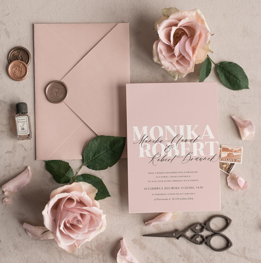 Zaproszenia ślubne Proste i Nowoczesne  różowe zaproszenia ślubne, nowoczesne zaproszenia na ślub, eleganckie zaproszenia slubne, delikatne zaproszenia slubne proste zaproszenia ślubne1
