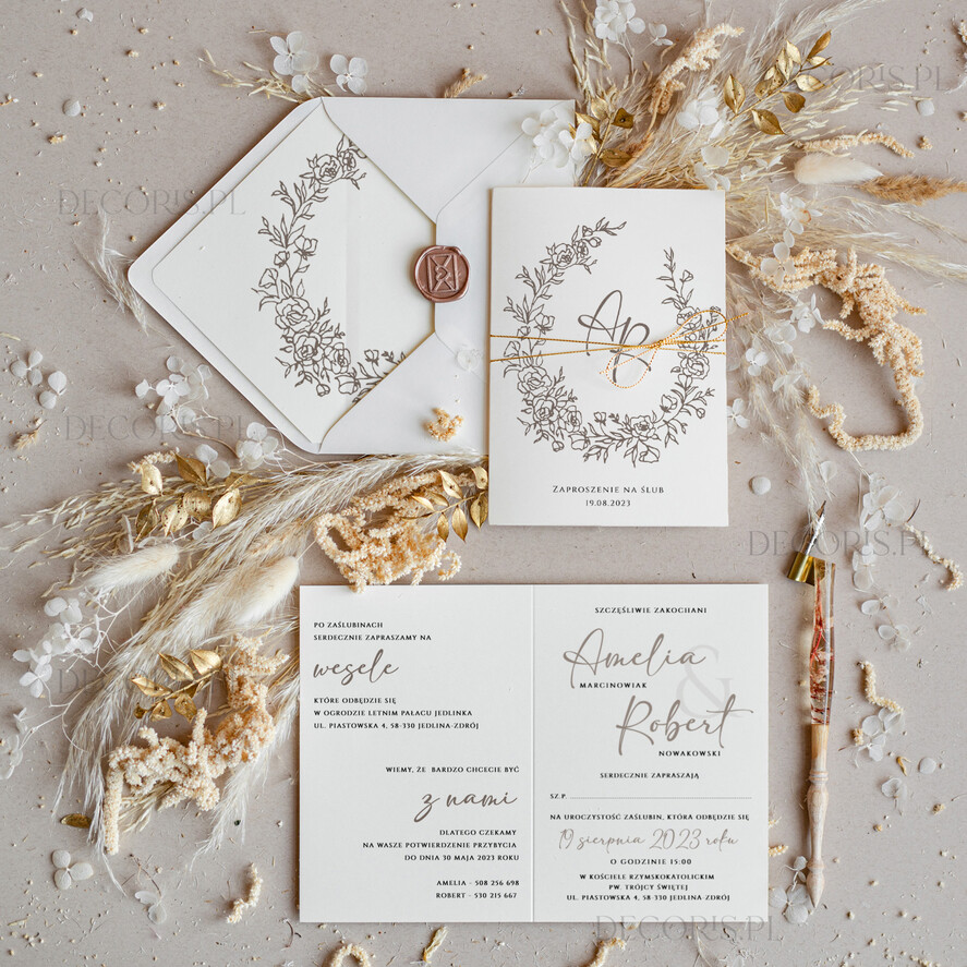 Zaproszenia ślubne Proste i Nowoczesne  delikatne zaproszenia ślubne, minimalistyczne zaproszenia na ślub ze sznurkiem, delikatne zaproszenia na ślub cywilny, proste wzory zaproszeń ślubnych, nowoczesne zaproszenia ślubne0