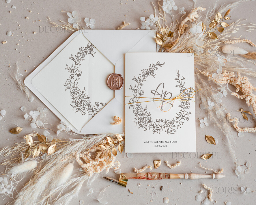 Zaproszenia ślubne Proste i Nowoczesne  delikatne zaproszenia ślubne, minimalistyczne zaproszenia na ślub ze sznurkiem, delikatne zaproszenia na ślub cywilny, proste wzory zaproszeń ślubnych, nowoczesne zaproszenia ślubne1
