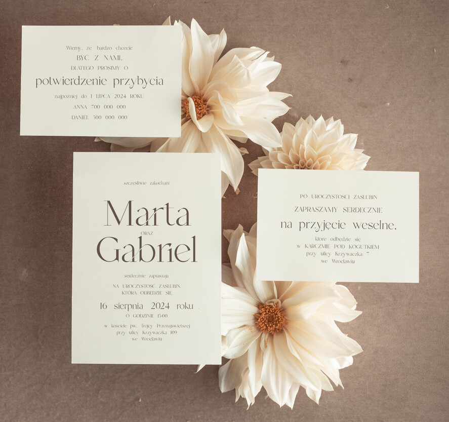 Zaproszenia ślubne Proste i Nowoczesne  minimalistyczne zaproszenia ślubne, proste zaproszenia na ślub i wesele, delikatne zaproszenia slubne, zaproszenia ślubne w kolorze ecru, proste wzory zaproszeń3