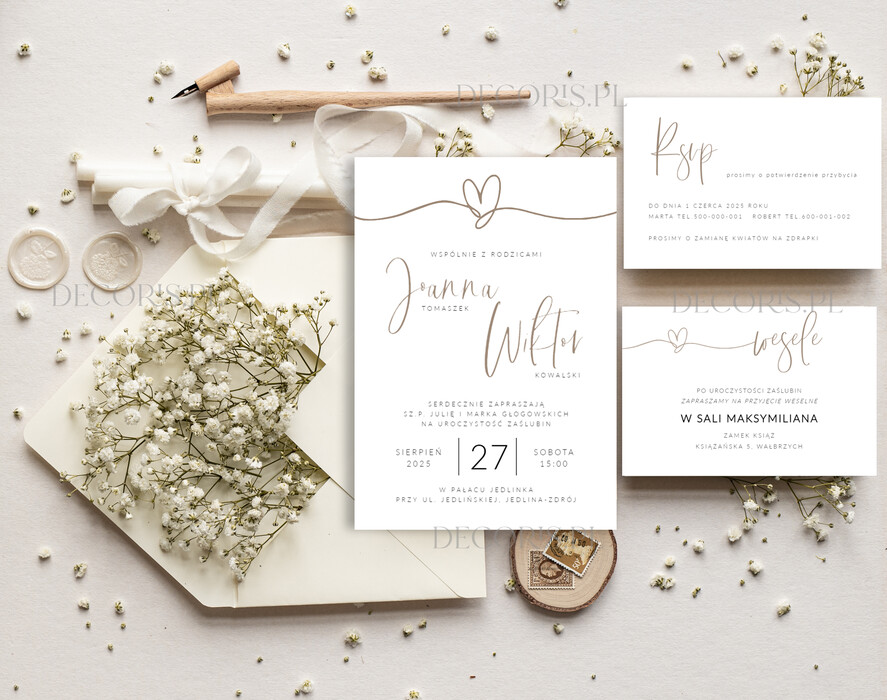 Zaproszenia ślubne Proste i Nowoczesne  delikatne zaproszenia ślubne, eleganckie wzory zaproszeń ślubnych, zaproszenia na ślub i wesele, minimalistyczne zaproszenia na ślub, eleganckie zaproszenia ślubne z serduszkiem0