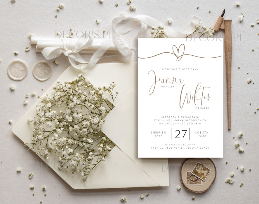 Zaproszenia ślubne Proste i Nowoczesne  delikatne zaproszenia ślubne, eleganckie wzory zaproszeń ślubnych, zaproszenia na ślub i wesele, minimalistyczne zaproszenia na ślub, eleganckie zaproszenia ślubne z serduszkiem1