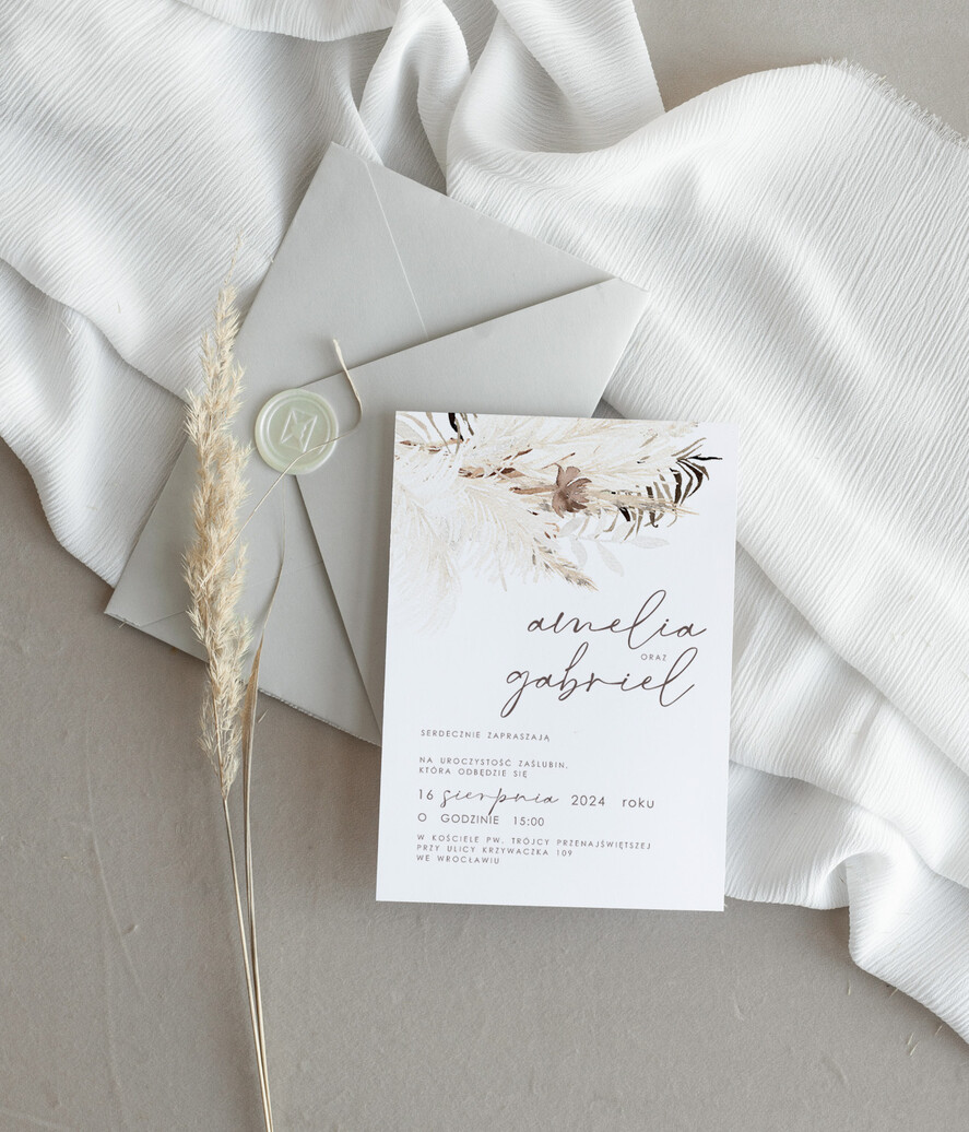 Zaproszenia ślubne Proste i Nowoczesne  eleganckie minimalistyczne zaproszenia ślubne w kolorze białym, proste zaproszenia na ślub i wesele, delikatne zaproszenia slubne, zaproszenia na slub z kwiatami4