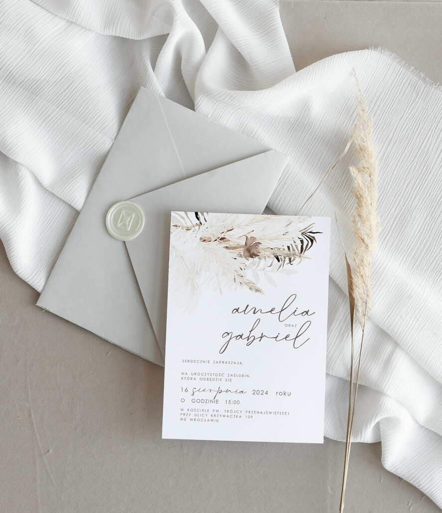 Zaproszenia ślubne Proste i Nowoczesne  eleganckie minimalistyczne zaproszenia ślubne w kolorze białym, proste zaproszenia na ślub i wesele, delikatne zaproszenia slubne, zaproszenia na slub z kwiatami5