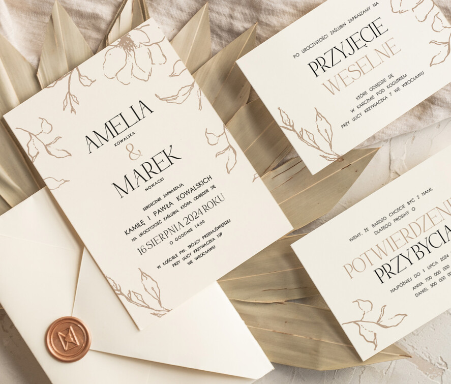 Zaproszenia ślubne Proste i Nowoczesne  nowoczesne zaproszenia slubne  w kolorze ecru, proste zaproszenia na ślub, delikatne zaproszenia slubne, eleganckie zaproszenia na slub, proste wzory3