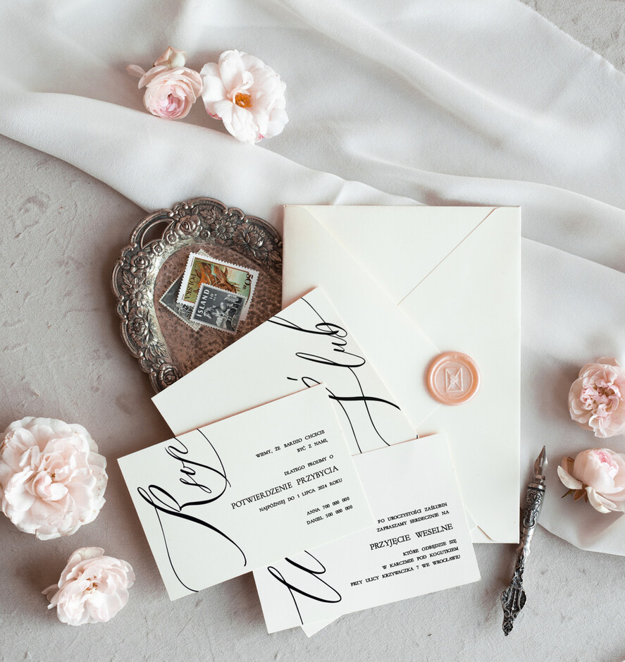 Zaproszenia ślubne Proste i Nowoczesne  nowoczesne zaproszenia slubne, proste zaproszenia na ślub, delikatne zaproszenia slubne, zaproszenia na slub z welurową kopertą, proste wzory zaproszeń ślubnych3