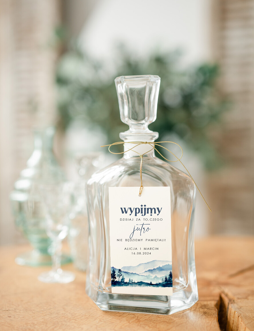 Zawieszki na butelki Nowoczesne prosta forma  zawieszki na nalewki weselne1