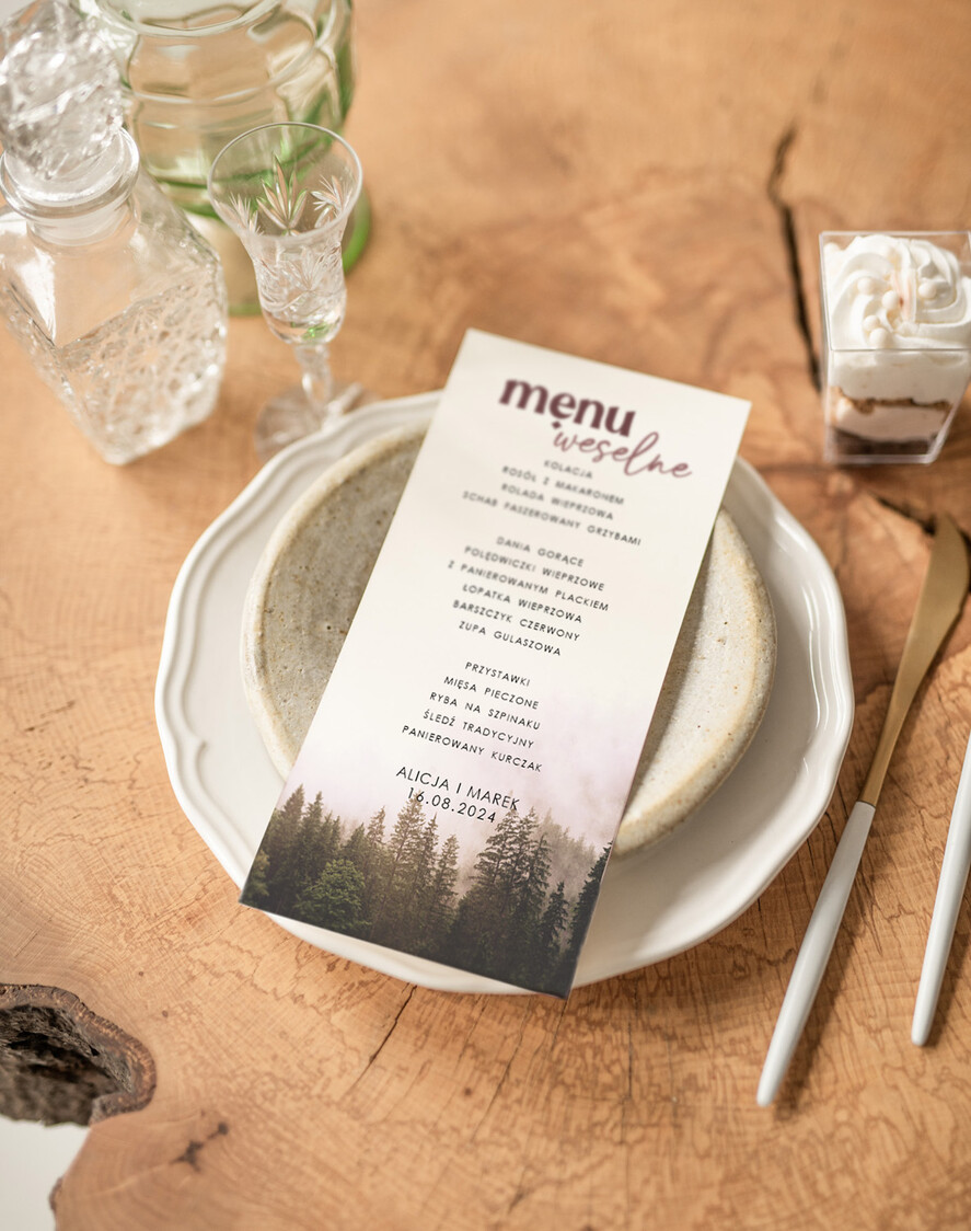 Menu Nowoczesne prosta forma  eleganckie menu na stoły weselne, karta dań na wesele, proste menu weselne w kolorze ecru, karta dań weselnych, menu weselne, plan podawania posiłków2
