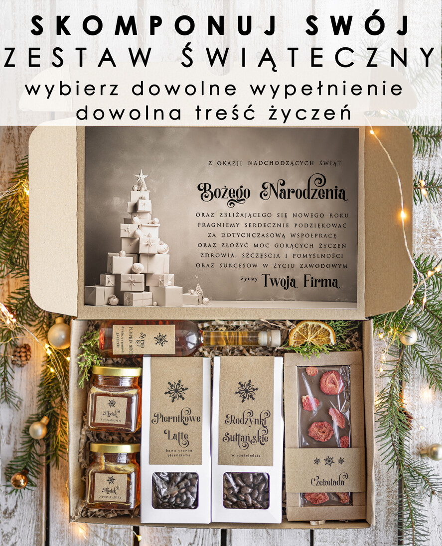 Prezenty oferta dla Firm skomponuj własny zestaw prezentowy zestaw świąteczny od firm z wybranymi produktami, prezenty biznesowe z logo firmy, eleganckie zestawy świąteczne, wybierz własny prezent dla pracowników lub kontrahentów0
