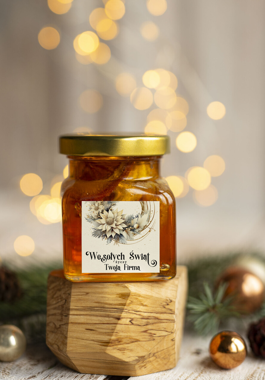 Prezenty oferta dla Firm MIODY KONFITURY SOKI Drobny prezent świąteczny miód z pomarańczą, drobne upominki na święta dla pracowników, świąteczne miody dla pracowników i kontrahentów, drobne prezenty firmowe1