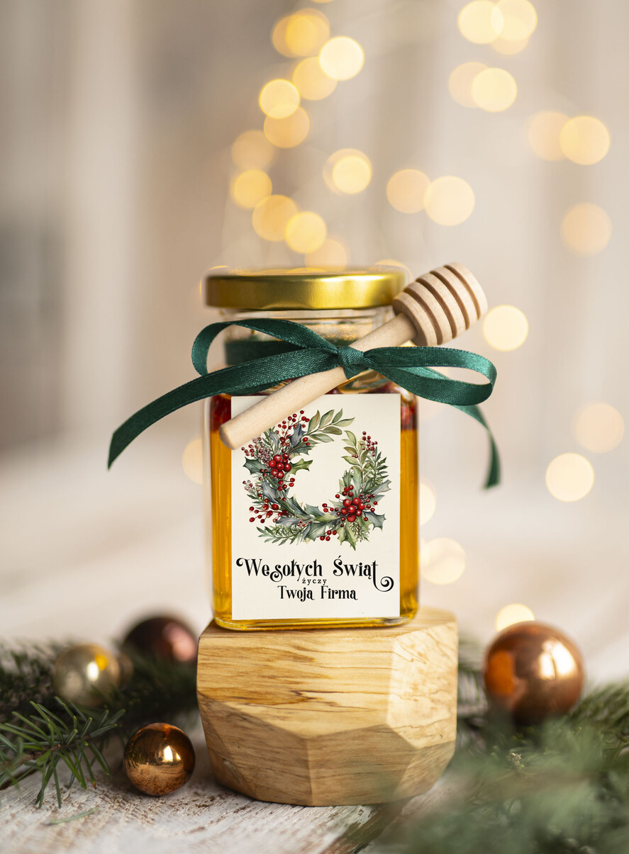 Prezenty oferta dla Firm MIODY KONFITURY SOKI Drobne prezenty dla firm miód z maliną i miodownikiem , drobne upominki na święta dla pracowników1