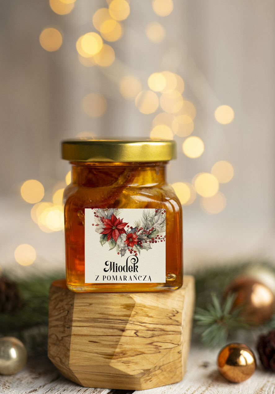 Prezenty oferta dla Firm MIODY KONFITURY SOKI Drobny prezent świąteczny miód z pomarańczą, drobne upominki na święta dla pracowników, świąteczne miody 0