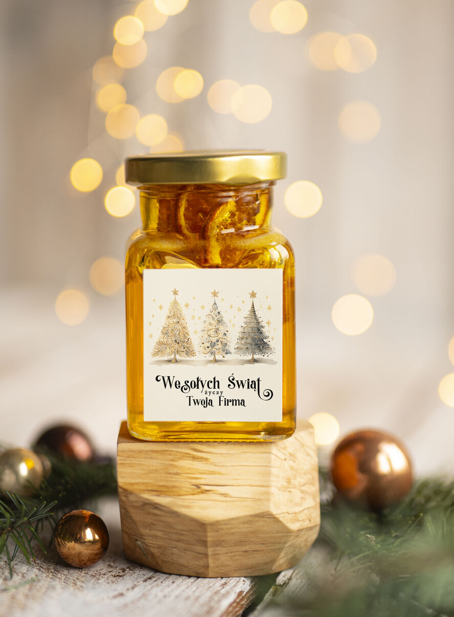 Prezenty oferta dla Firm MIODY KONFITURY SOKI Drobne prezenty świąteczne dla klientów biznesowych, prezenty dla firm z miodem, prezent biznesowy, upominki dla pracowników od firmy miód z pomarańczą2