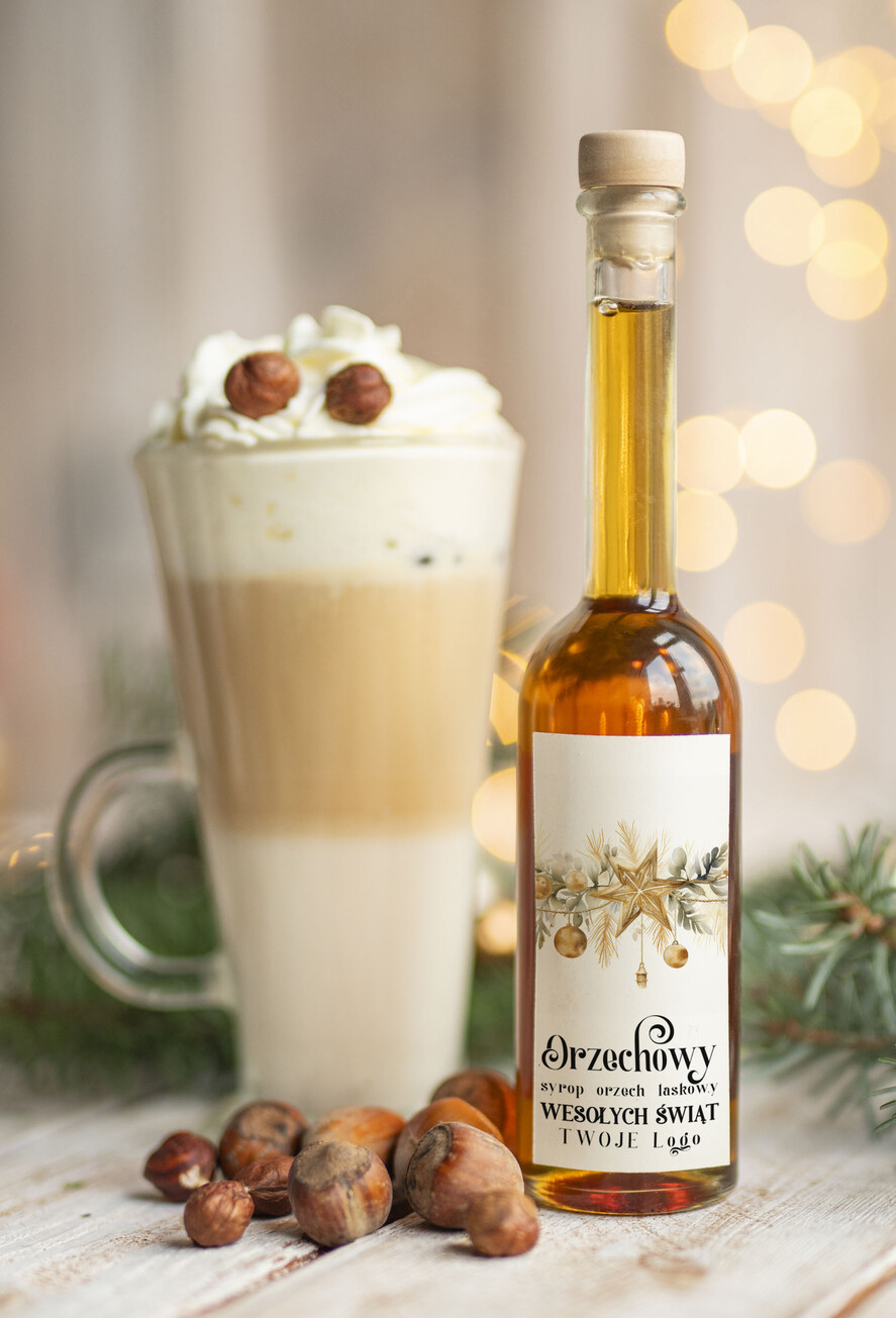 Prezenty oferta dla Firm MIODY KONFITURY SOKI Syrop do kawy Orzech Laskowy biznesowe Upominki firmowe, drobne  upominki na święta dla pracowników0