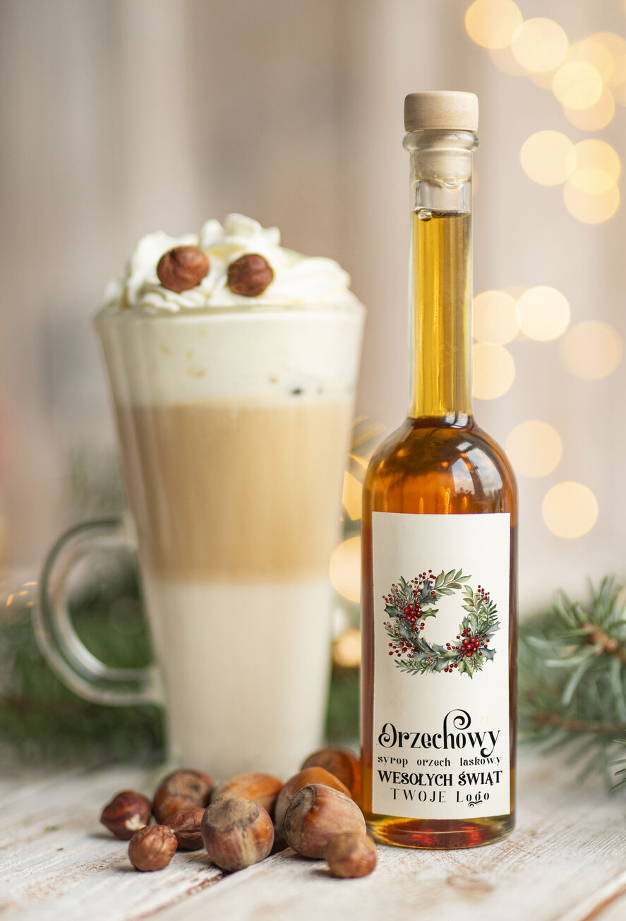 Prezenty oferta dla Firm MIODY KONFITURY SOKI Syrop do kawy Orzech Laskowy biznesowe Upominki firmowe, drobne  upominki na święta dla pracowników0