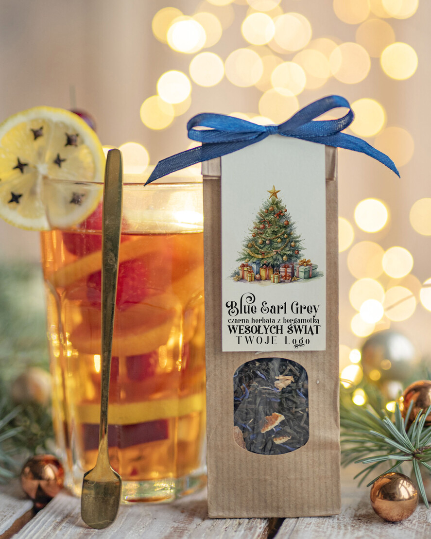 Prezenty oferta dla Firm HERBATA KAWA herbata swiateczna prezent, Upominki firmowe na Boże Narodzenie zielona herbata z Earl Grey z blawatkim i bergamotką , Herbata świąteczna drobne prezenty na święta dla pracowników, bożonarodzeniowy prezent herbata świateczna0