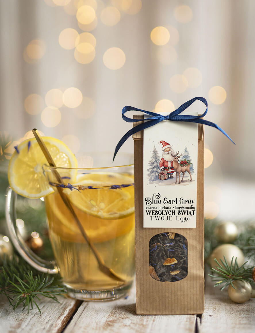 Prezenty oferta dla Firm HERBATA KAWA herbata swiateczna prezent, Upominki firmowe na Boże Narodzenie zielona herbata z Earl Grey z blawatkim i bergamotką , Herbata świąteczna drobne prezenty na święta dla pracowników, bożonarodzeniowy prezent herbata świateczna1