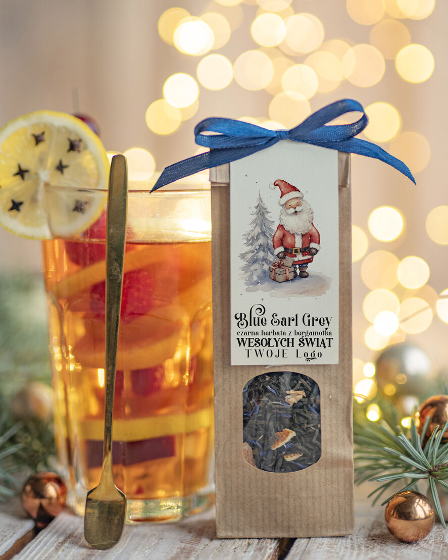 Prezenty oferta dla Firm HERBATA KAWA herbata swiateczna prezent, Upominki firmowe na Boże Narodzenie zielona herbata z Earl Grey z blawatkim i bergamotką , Herbata świąteczna drobne prezenty na święta dla pracowników, bożonarodzeniowy prezent herbata świateczna0